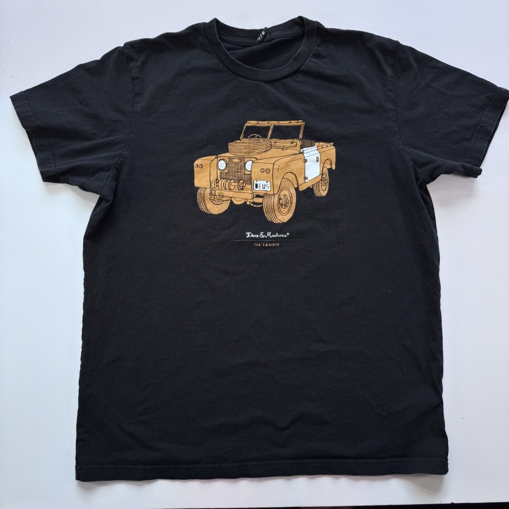 DEUS EX MACHINA Short Sleeve T-Shirt Tee Logo Mens XLarge Black The Landie Tee